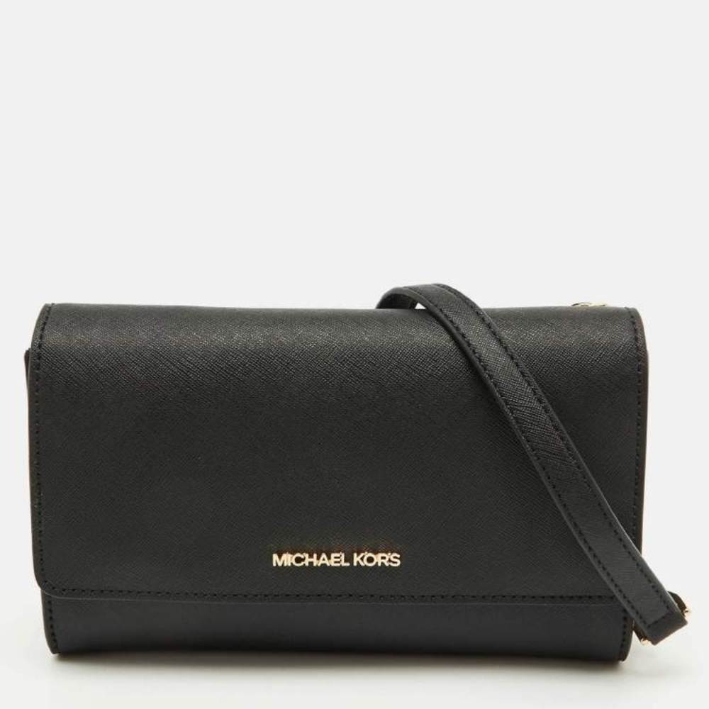 ⚘️Michael Kors Black Leather Jet Set Flap Crossbody Bag